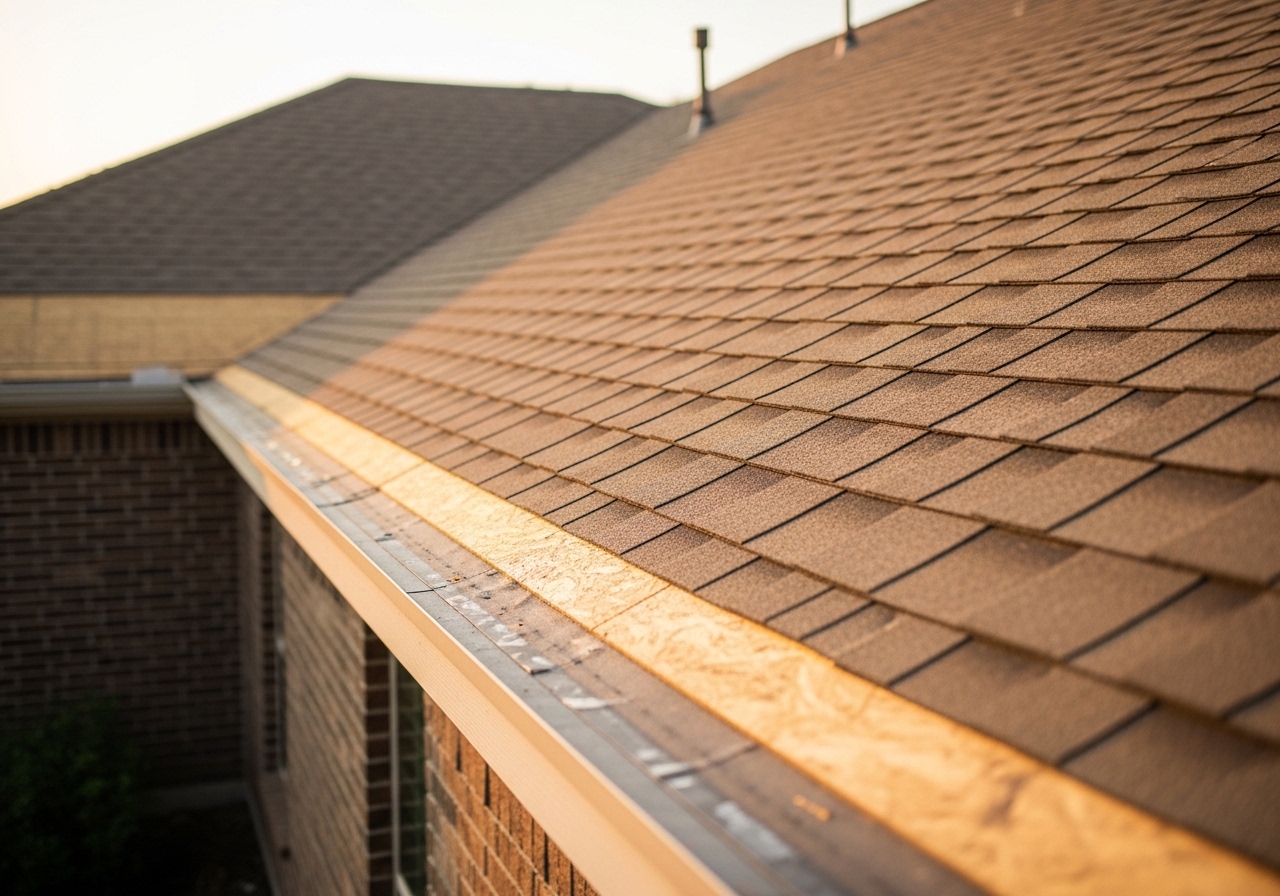 Partial roof replacement on a single-story home in Pearland, TX after tropical storm wind damage